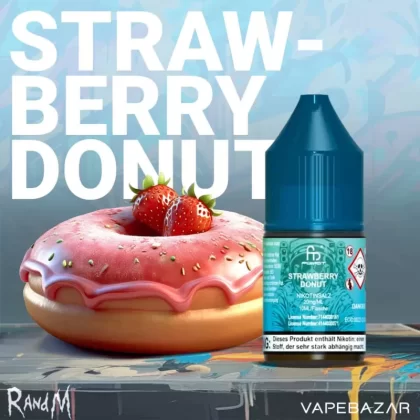 RandM Tornado Liquid – Strawberry Donut – 20mg/ml Nikotin - demineralisiertes Wasser / Propylenglykol / pflanzliches Glycerin / Aromastoffe / Nikotin / 20 mg/ml / Erdbeere