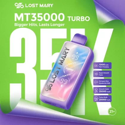 Made in Indonesia | Lost Mary MT35K Turbo Disposable - 35,000 Puffs - Black Mint+