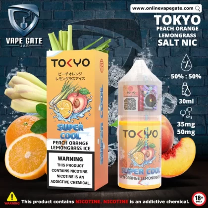 Tokyo Super Cool Peach Orange Lemongrass Ice Saltnic 30ml