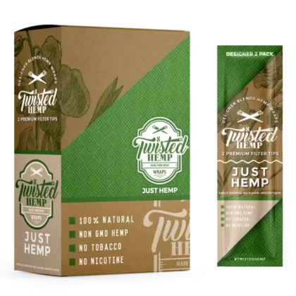 Twisted Hemp™ | Hemp Blunt Wraps w/ Tips | 100mm – Just Hemp – 15 Count
