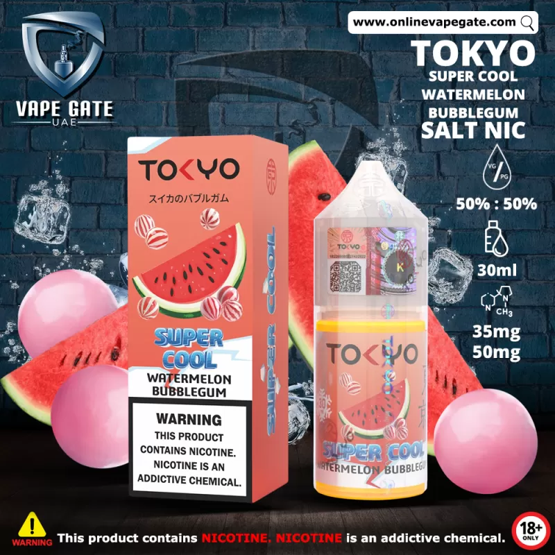 Tokyo Super Cool Watermelon Bubblegum Saltnic 30ml