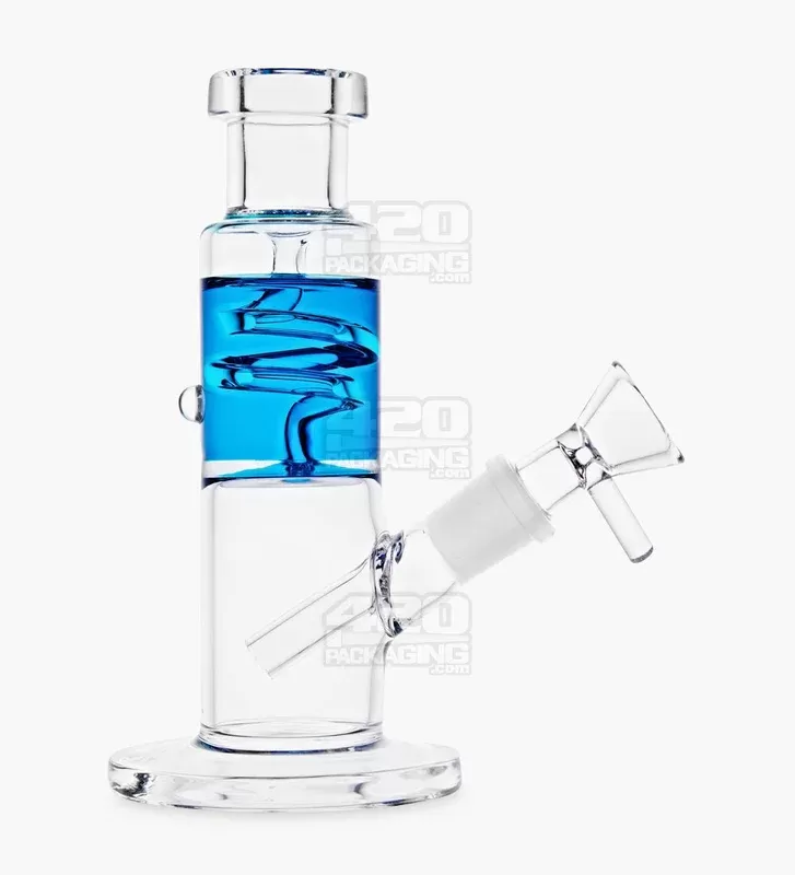 Glycerin Coil Mini Straight Tube Water Pipe | 6in Long – Glass – Blue