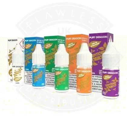 Traditional Tobacco by Puff Dragon TPD Compliant- 10ml - Strength#3mg>6mg>12mg