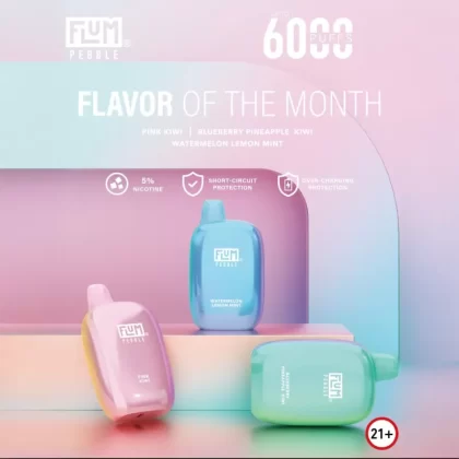 FLUM Pebble 6000 Disposable Device – 6,000 Puffs - Mighty Grapefruit