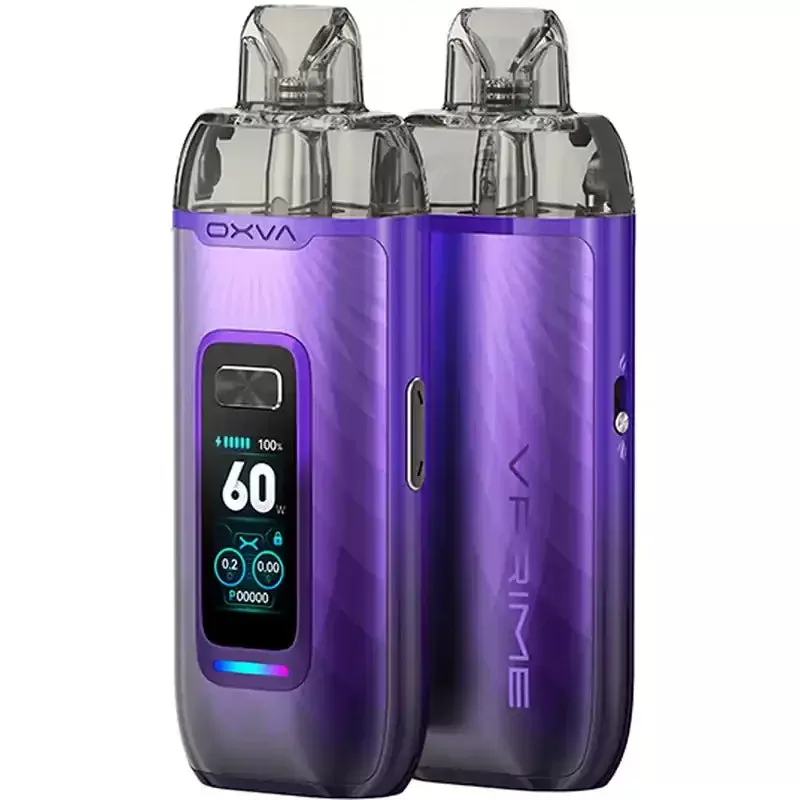 OXVA VPrime Vape Pod Kit - Colour#Auroral Purple>Black Carbon>Black Leather>Blue Leather>Brown Leather>Glorious Gold>Natural Green>Sakura Pink (0A559B)