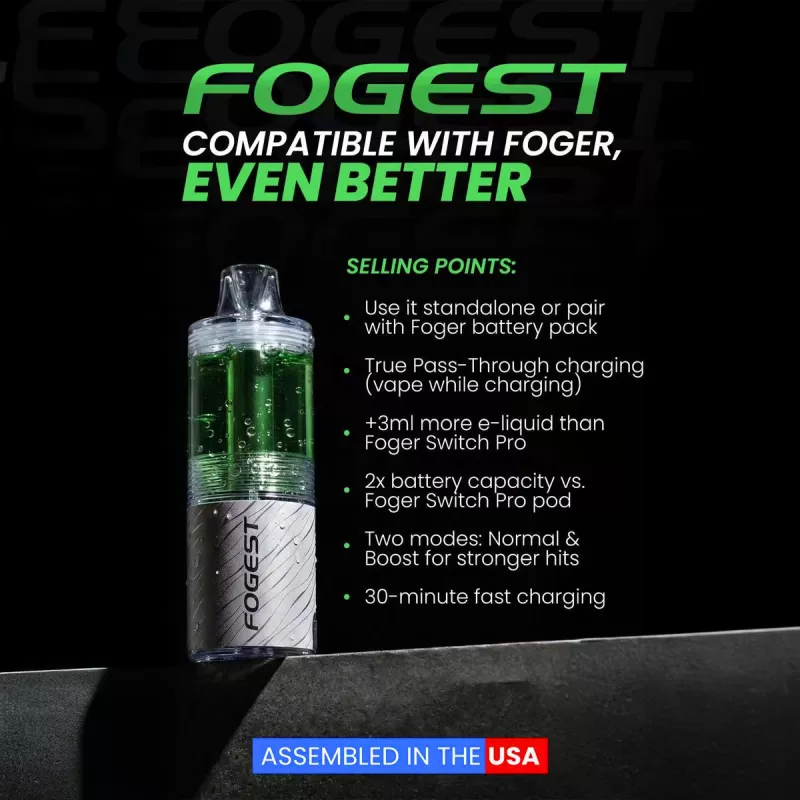 Nixodine Edition | Assembled in USA | FOGEST XP 40K Disposable Device POD - 40,000 Puff - Sour Apple Ice - Image 2