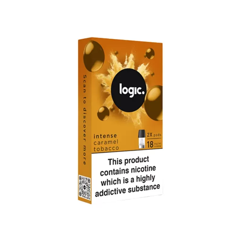 Logic Caramel Tobacco Vape Pods (2 Pack) - Nicotine Strength#Intense 18mg>12mg>6mg>0mg (AFF307)