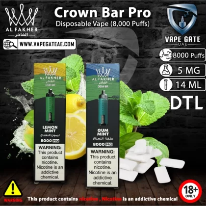 Al Fakher - Crown Bar Pro Disposable Vape (8,000 Puffs) - Sweet Passionfruit / 5 mg