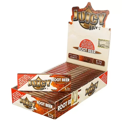 (PAPER) JUICY JAY HEMP PAPER 1 1/4 24CT – ROOT BEER