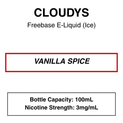 Vanilla Spice – Cloudys Premium E- Liquid Freebase – 100mL - Vape Product; Vape Product (33AEFA)