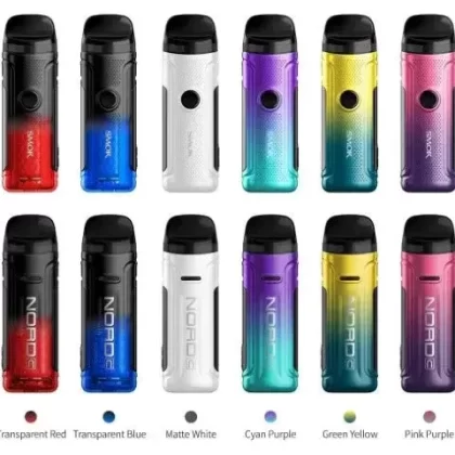 Smok Nord C Pod Vape Kit - Colour#Transparent Black>Transparent Blue>Transparent Red>Matte White>Cyan Purple>Green Yellow>Pink Purple>Orange Blue