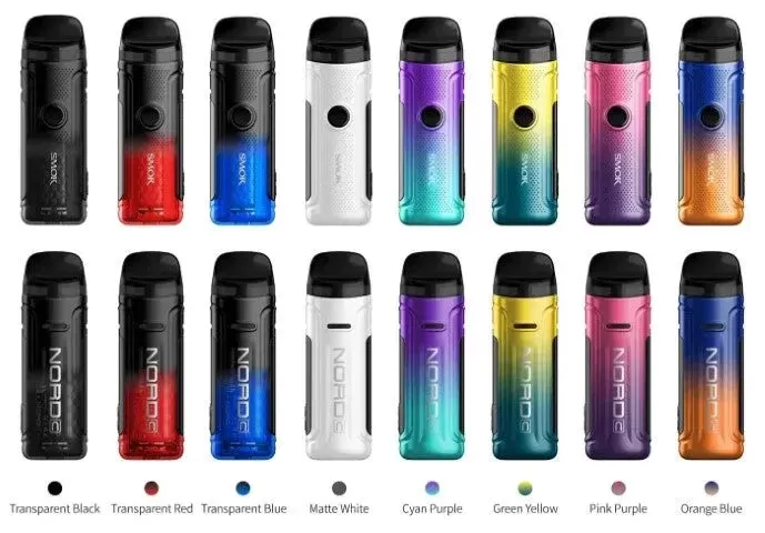 Smok Nord C Pod Vape Kit - Colour#Transparent Black>Transparent Blue>Transparent Red>Matte White>Cyan Purple>Green Yellow>Pink Purple>Orange Blue