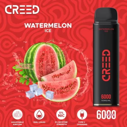 Creed Disposable Vape – Watermelon Ice 6000 Puffs - Vapebazaar Pk