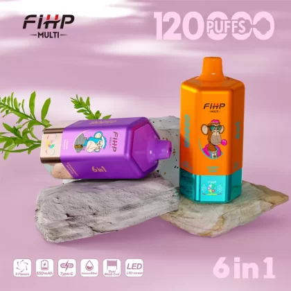 FIHP 120K | 120000 puffs, 64mL, 6-in-1, multi-option, LED screen, high puff count, bulk disposable vape - Aiviouvapes