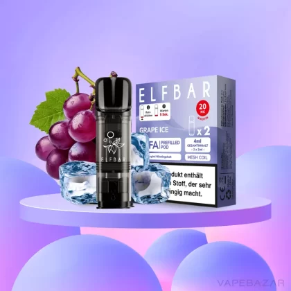 ELFBAR ELFA Pods Grape Ice 20mg – 2er Pack - Elf Bar / Propylenglykol / Aromastoffe / Glycerin / Nikotinsalz / Cooling Agent