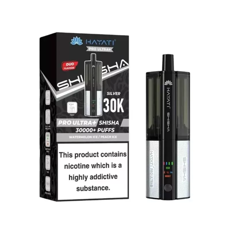 Hayati Pro Ultra Plus Shisha 30K Prefilled Pod Vape Kit - Apple Mint Grape / Peach Grape Mint - Image 2