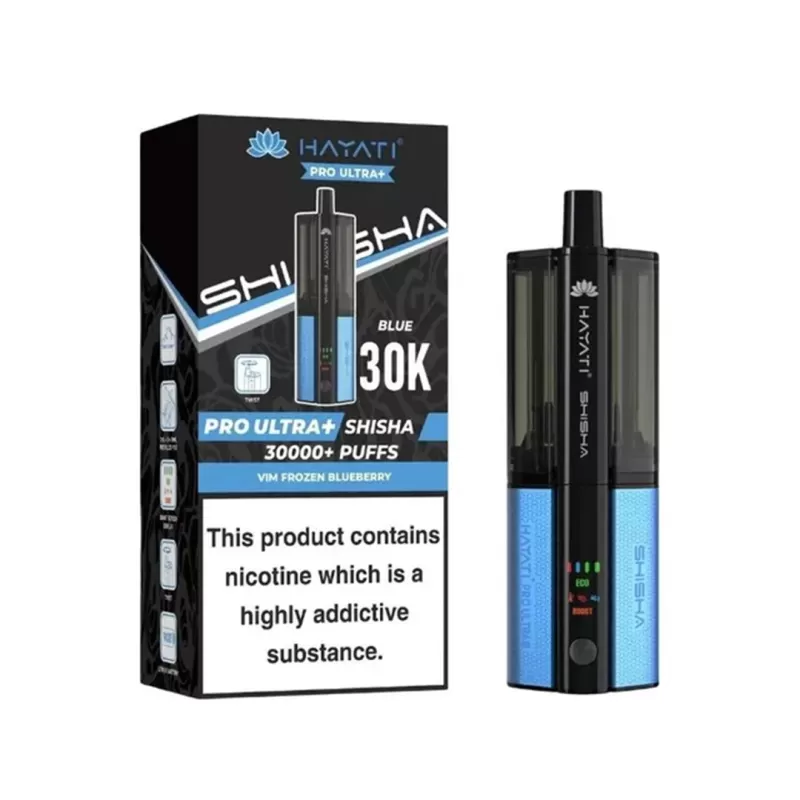 Hayati Pro Ultra Plus Shisha 30K Prefilled Pod Vape Kit - Apple Mint Grape / Peach Grape Mint - Image 3