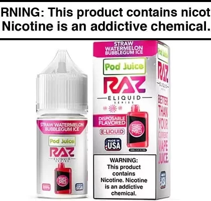 STRAW WATERMELON BUBBLEGUM ICE BY POD JUICE SALTS X RAZ 30ML - Vapejuice