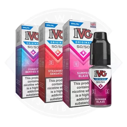 IVG 50/50 Original E-liquid 10ml (6mg) - Flavours#Blue Raspberry>Frozen Cherries>Forest Berries Ice>Ice Menthol>Riberry Lemonade>Strawberry Watermelon>Sour Green Apple>Summer Blaze>Strawberr