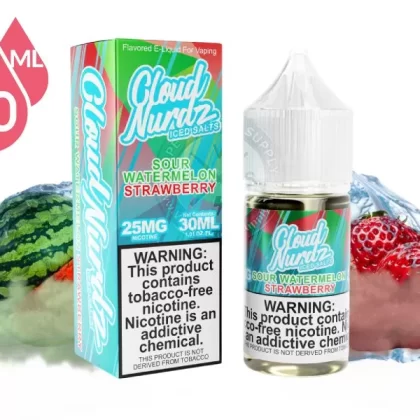 Sour Watermelon Strawberry Iced by Cloud Nurdz Salts 30ml
