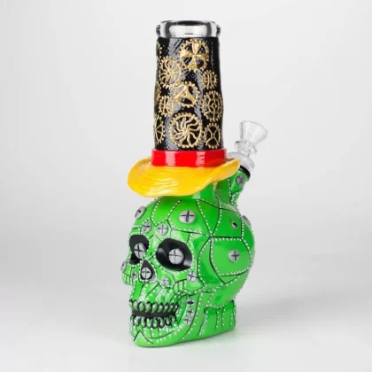 9″ Wizard-Themed Sugar Skull – Glass Bong