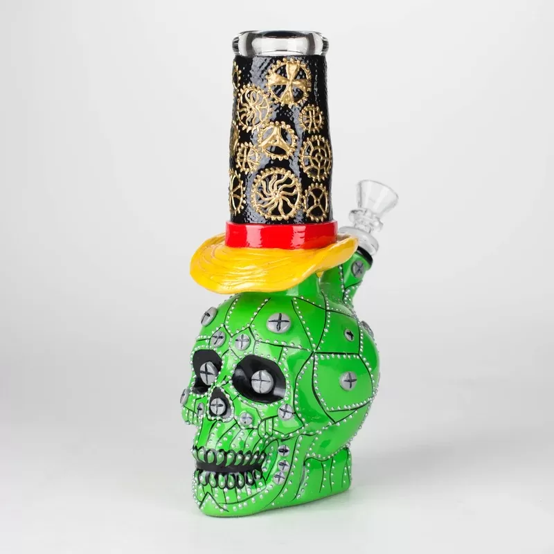 9″ Wizard-Themed Sugar Skull – Glass Bong