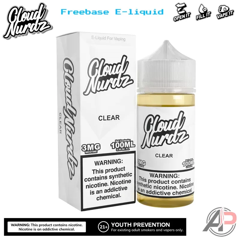 Cloud Nurdz Clear E-Liquid 100mL - 0mg – 100ml, 3MG/100ML