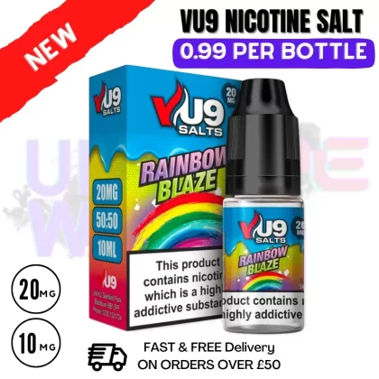 Rainbow Blaze Nic Salt 10ml Nicotine E Juice by VU9 – 99p Eliquid