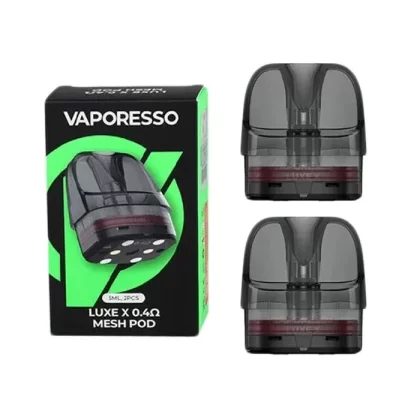 Vaporesso Luxe X Replacement Pods – 2 Pack - Pod#0.4ohm Mesh>0.8ohm Mesh