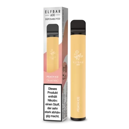 ELF BAR 600 – Peach Ice - Pfirsich / Ice / Elf Bar / 20mg/ml / 550 mAh / Propylenglykol / pflanzliches Glycerin / Aromastoffe / Nikotin / ca. 600