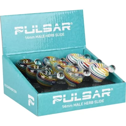 Pulsar Rainbow Candy Swirl No-Roll Herb Slide – 14mm M / 9ct