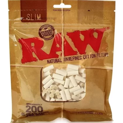 Raw Natural Unrefined Slim Cotton Filters (200-Pack) - Ejuicewarehouse