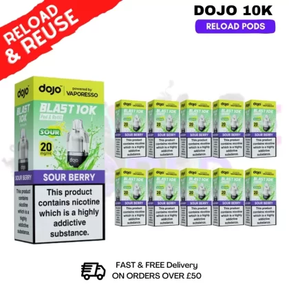 Sour Berry Dojo Blast 10K Replacement Pods Box Of 10