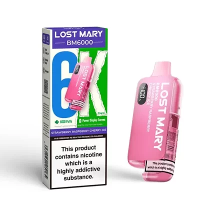 Strawberry Raspberry Cherry Ice Lost Mary BM6000 Big Puff – 6000 Puffs (5 or 10 Packs)
