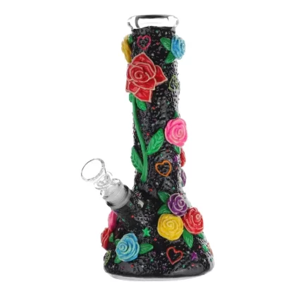 GITD Flower Power Beaker Bong – 10in - Ejuicewarehouse