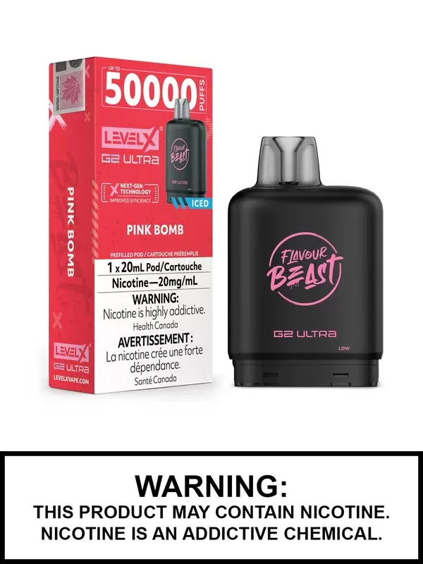 Pink Bomb Iced Flavour Beast Level X Ultra Pods