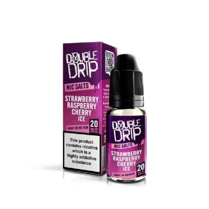Double Drip Nic Salt E-Liquid Strawberry Raspberry Cherry Ice - Nicotine Strength#20mg>10mg