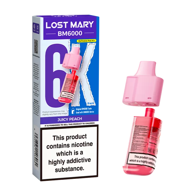 Juicy Peach Lost Mary BM6000 Refill Pack - 20mg - Vape Product