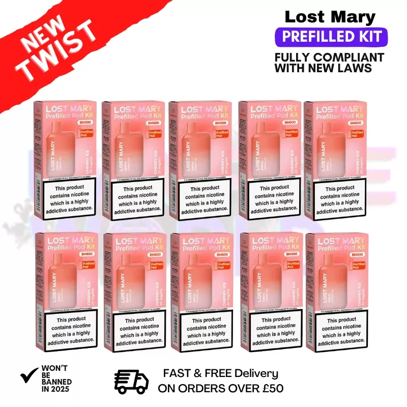 Cherry Ice – Lost Mary 600 Puff Bars Pack Of 10 BM600 (NEW)
