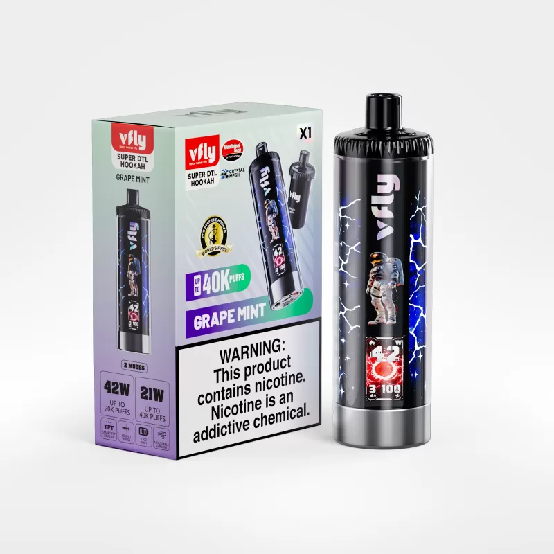 VFLY Super DTL Hookah 40K Disposable E-Hookah KIT - 40000 Puffs - Lemon Mint - Image 2