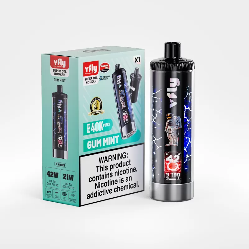 VFLY Super DTL Hookah 40K Disposable E-Hookah KIT - 40000 Puffs - Lemon Mint - Image 3