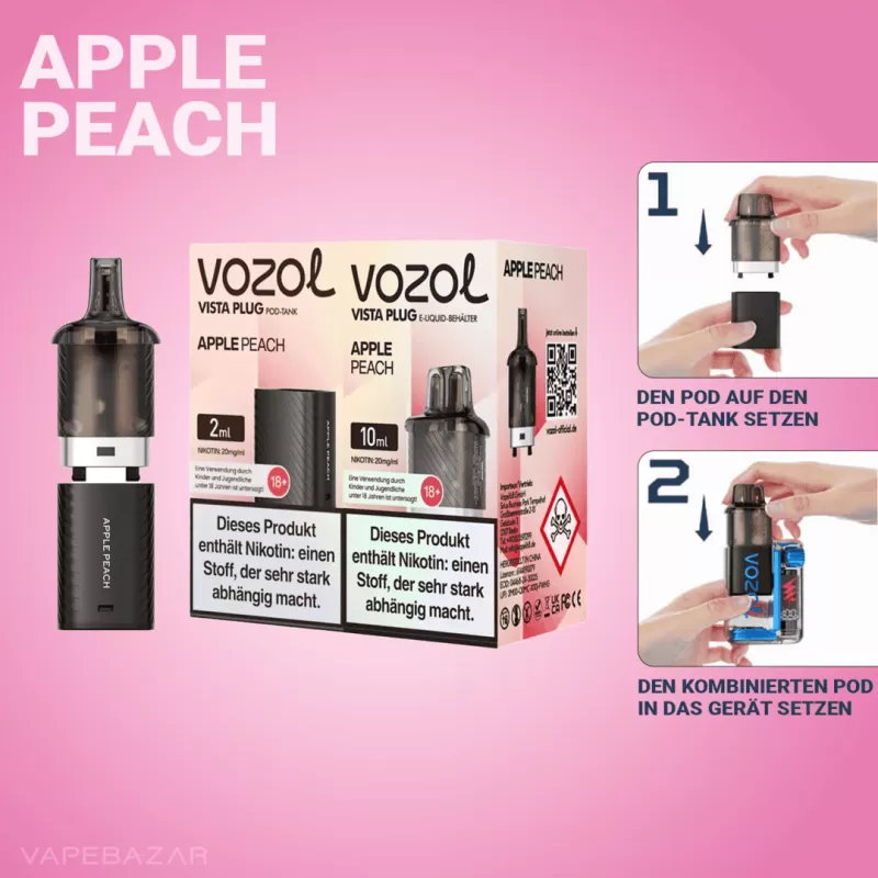 Vozol Vista Plug – Apple Peach Starter Kit - Pod Kit; La Fume; 2ml + 10ml - Image 2
