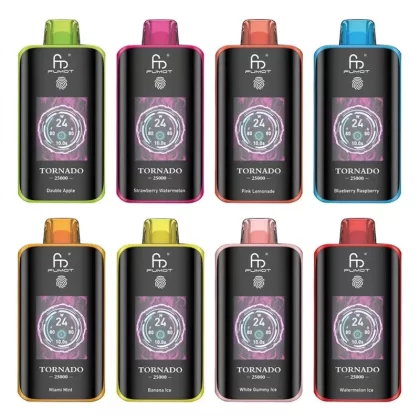 Fumot Tornado 25000 Puffs Disposable Vape - Flavors#Banana Ice>Black Ice>Blueberry On Ice>Blueberry Raspberry>Cherry Bomb>Cherry Cola>Double Apple>Dr Blue>Grape Ice>Grape Lemon>Juicy Peach I