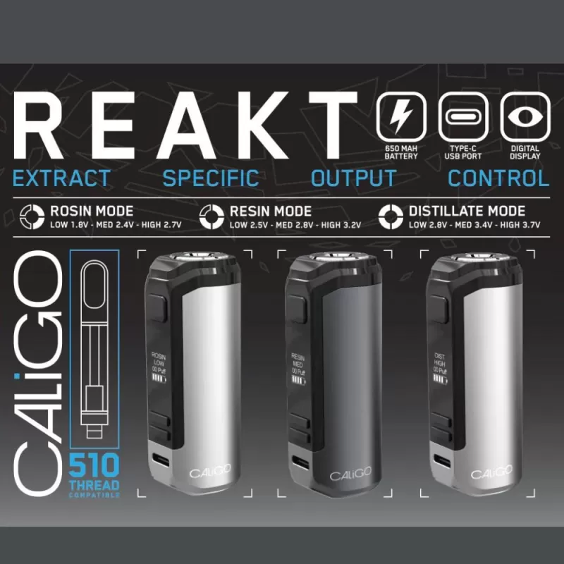 Caligo Reakt 510 Thread Vape Cart Battery - Discountvapepen - Image 3