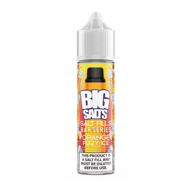 Big Salts Fizzy Orange Ice – 60ml Salt Fills E Liquid - 5mg Nic Strength Including 3 x Blue Salt Shots, 10mg Nic Strength Including 3 x Pink Salt Shots