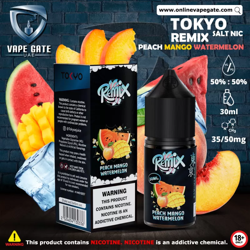 Tokyo Remix Peach Mango Watermelon Saltnic 30ml
