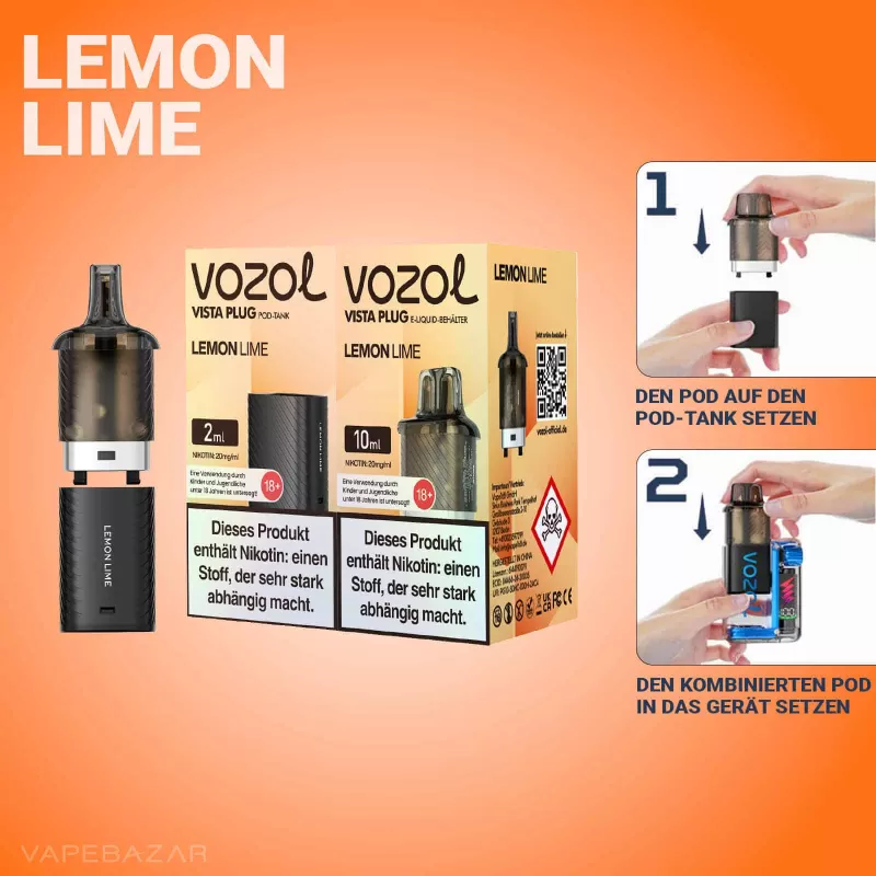 Vozol Vista Plug – Lemon Lime Prefilled Pod - Vapebazar - Image 2