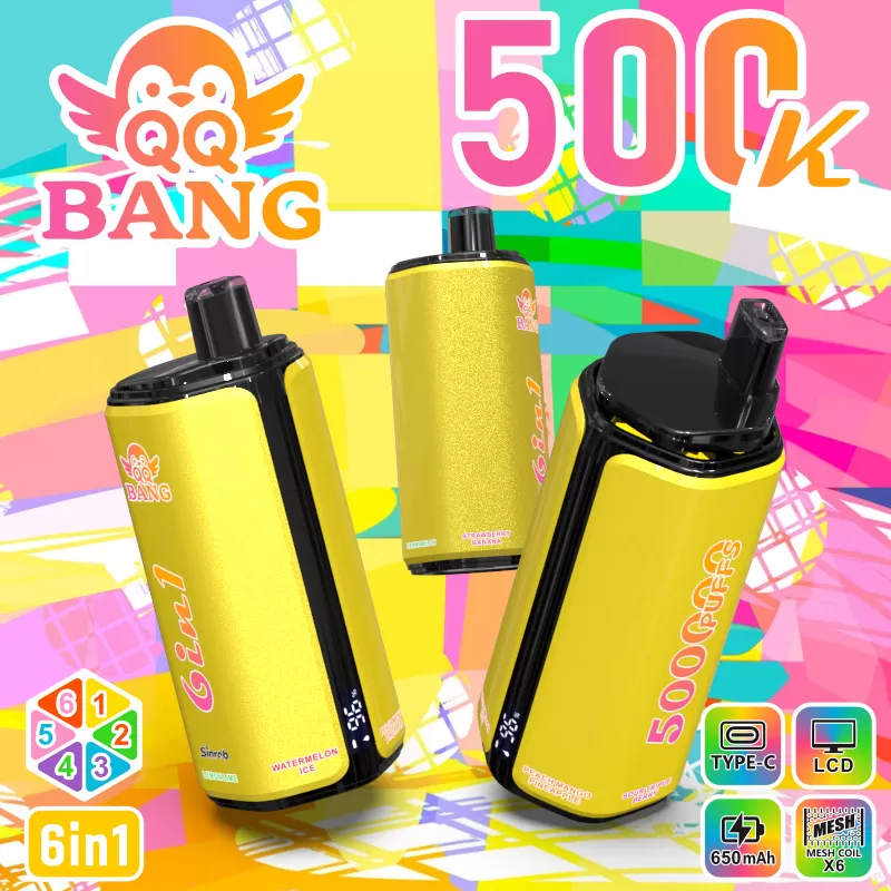 QQ BANG 500K | 6-in-1 taste switch, 500000 puffs, LCD display, bulk disposable vape