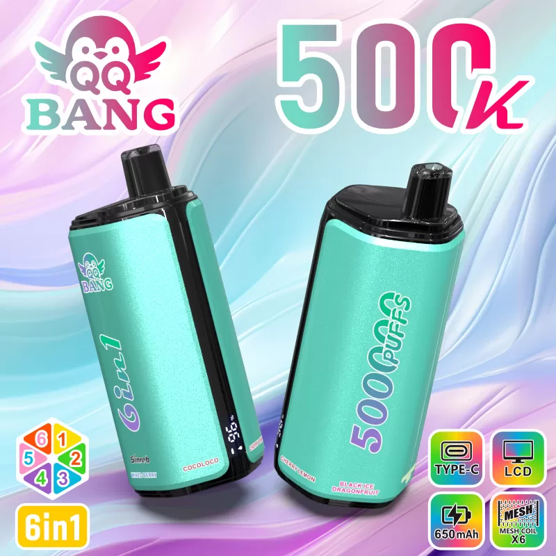 QQ BANG 500K | 6-in-1 taste switch, 500000 puffs, LCD display, bulk disposable vape - Image 2