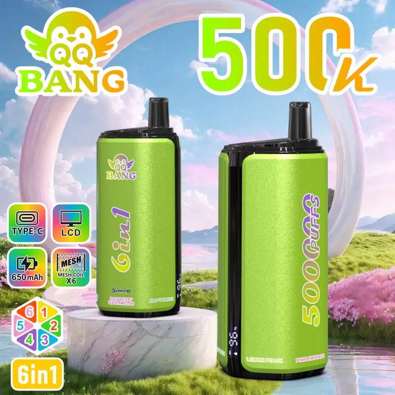 QQ BANG 500K | 6-in-1 taste switch, 500000 puffs, LCD display, bulk disposable vape - Image 3
